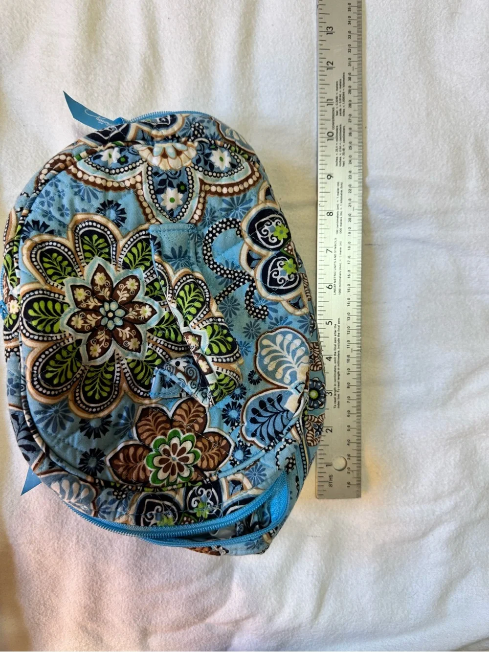 Vera Bradley Vintage Blue Floral Double Zip Cosmetic Travel Organizer Bag